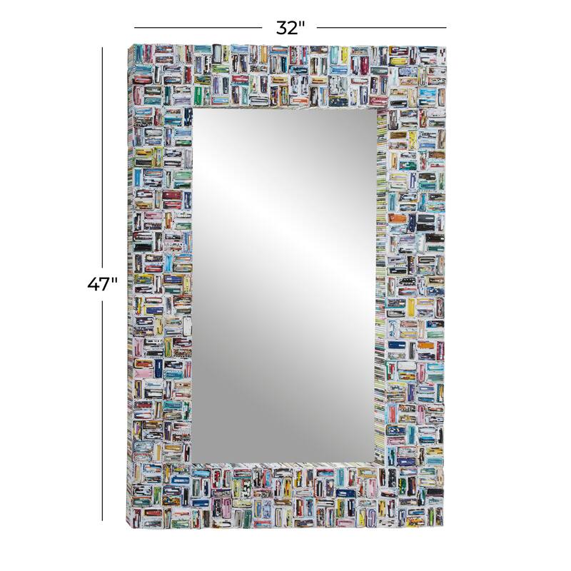 Multi Colored Paper Handmade Recycled Magazine Frame Room Wall Mirror