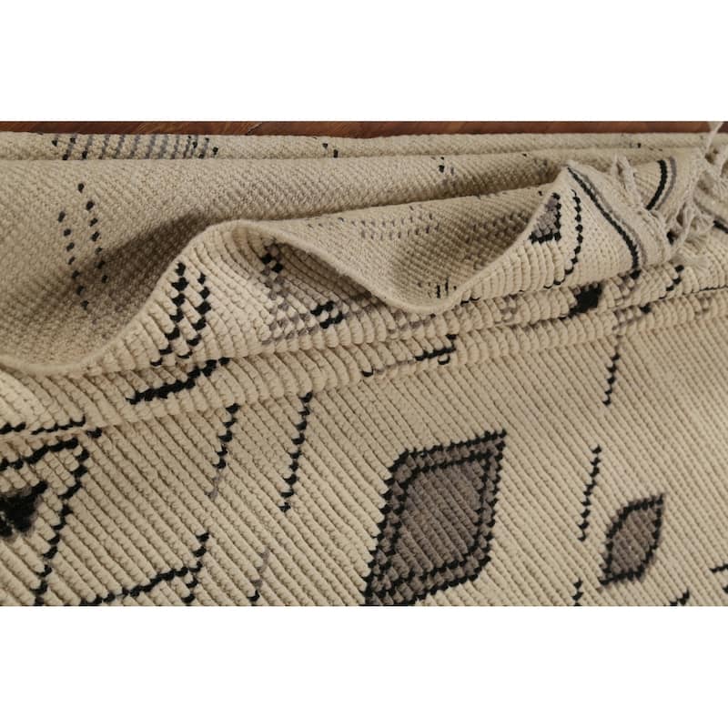 Geometric Moroccan Rug Hand-Knotted Bedroom Wool Carpet - 6'0"x 9'9"