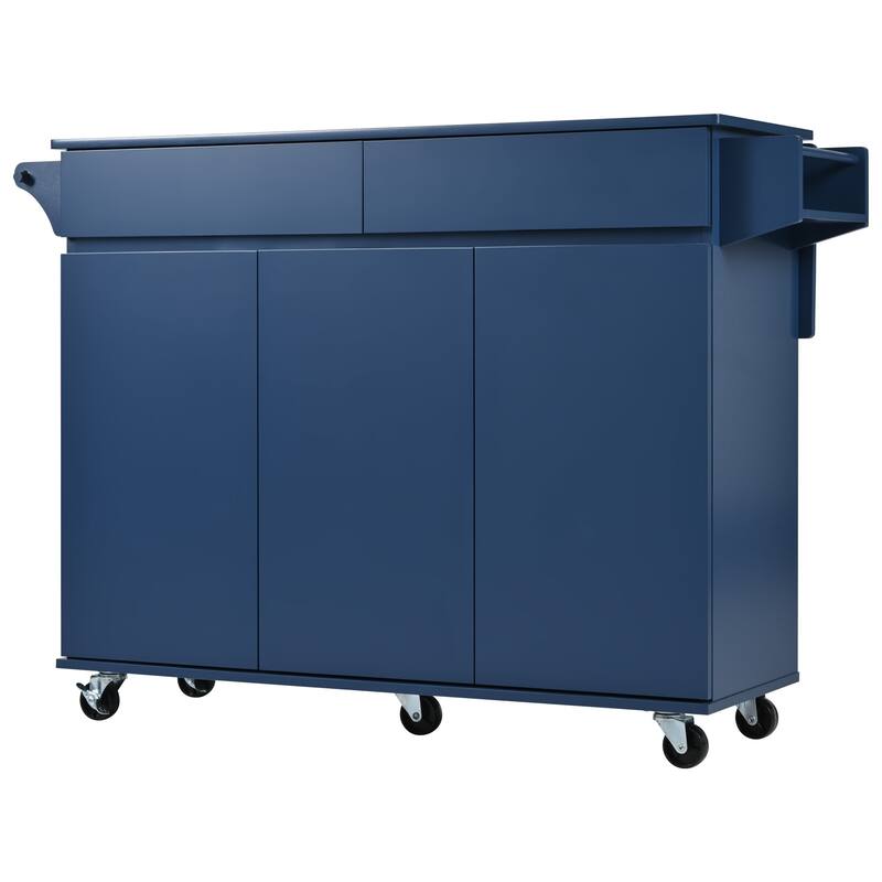 53.2'' Kitchen Island with Drop Leaf, Kitchen Storage cart with Spice Rack, Towel Rack and 2 Drawers