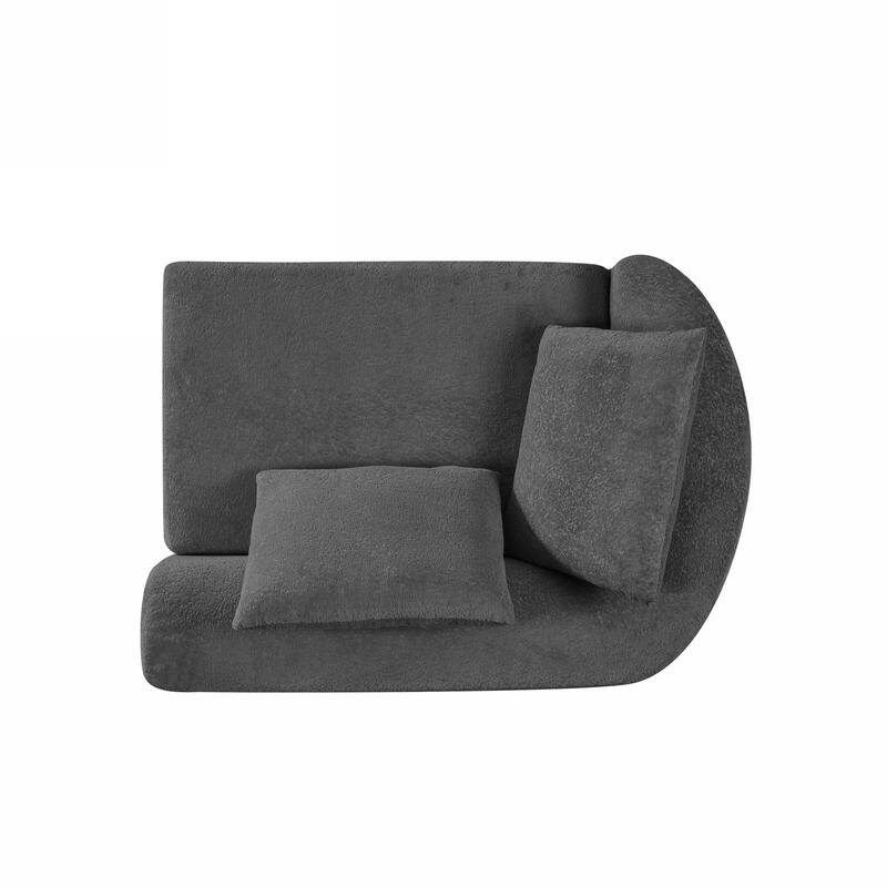 116" Pearl Upholstery Curved Sectional Sofa with Chaise Lounge, High-Density Compressed Sponge Design