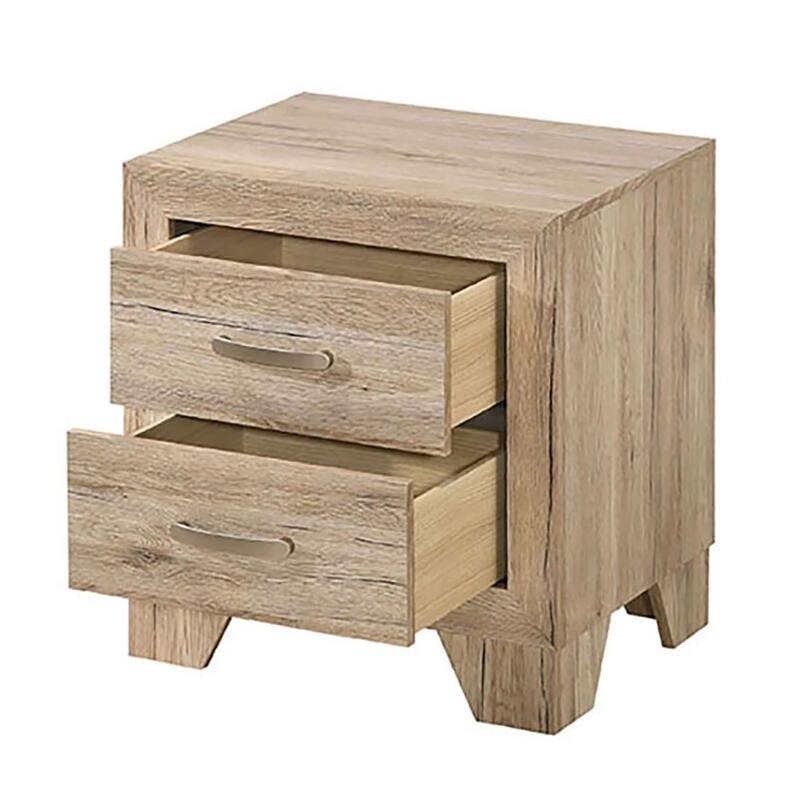 Natural 2-Drawer Nightstand with Wooden Tapered Legs