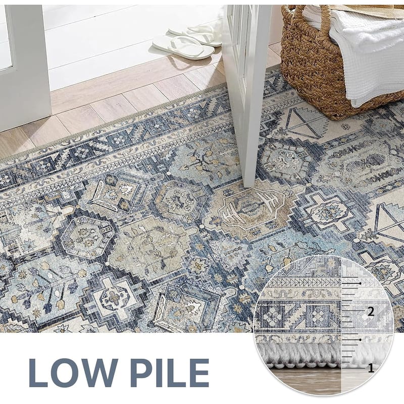 Mcow EverEase Collection Low Pile Machine Washable Non-Slip Area Rug