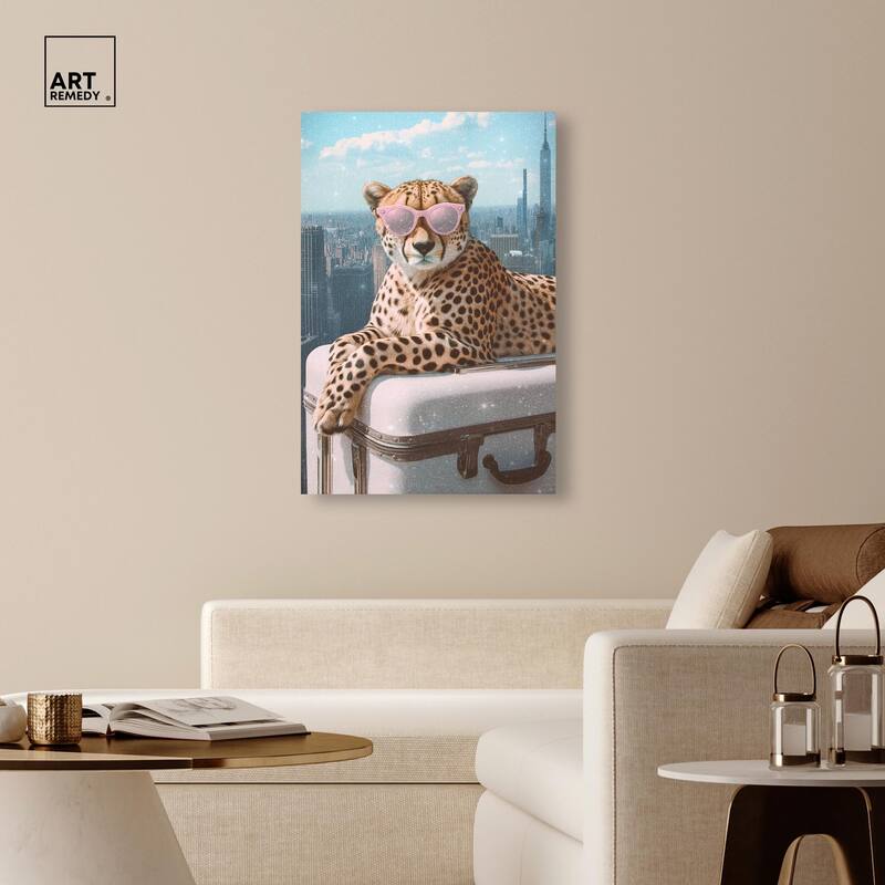 Cheetah Luggage NYC Canvas by Art Remedy, Gallery Wrapped