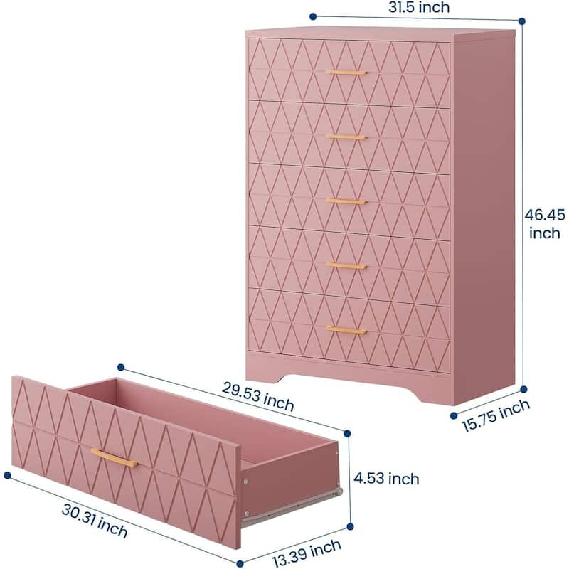 Tall Dresser, Storage Cabinet for Bedroom with 5 Drawers