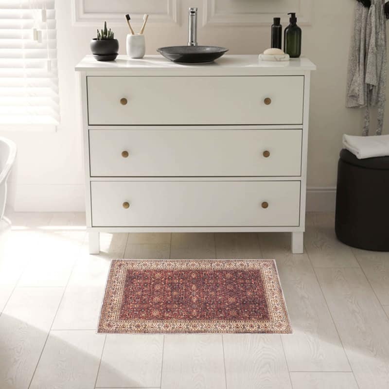 Superior Toucan Medallion Non-Slip Washable Indoor Area Rug