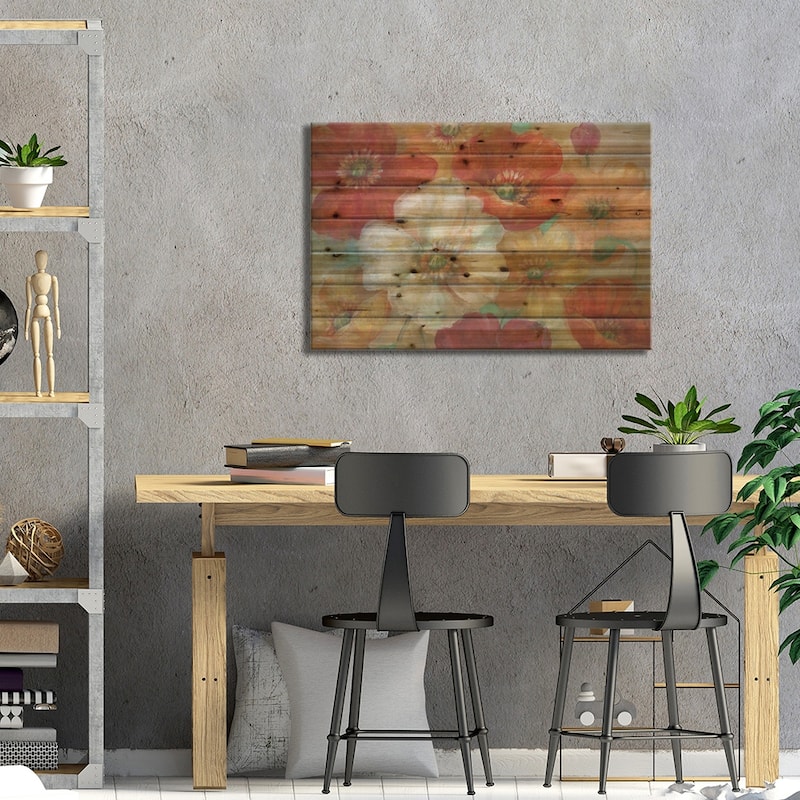 Poppycentric Print On Wood by Nan - Multi-Color