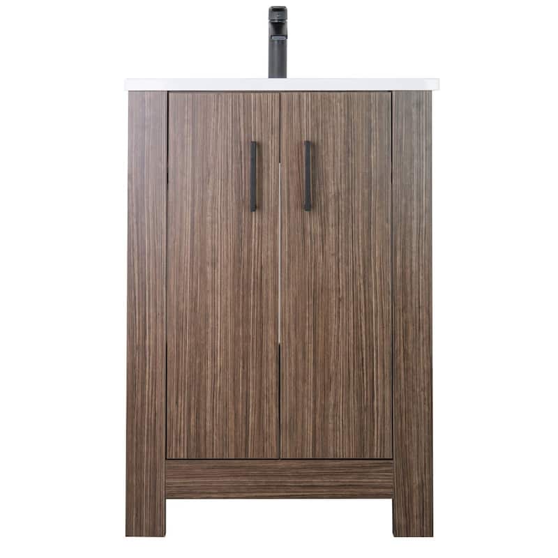 Broadway 24" Single Sink Freestanding Bathroom Vanity Set - Black Walnut
