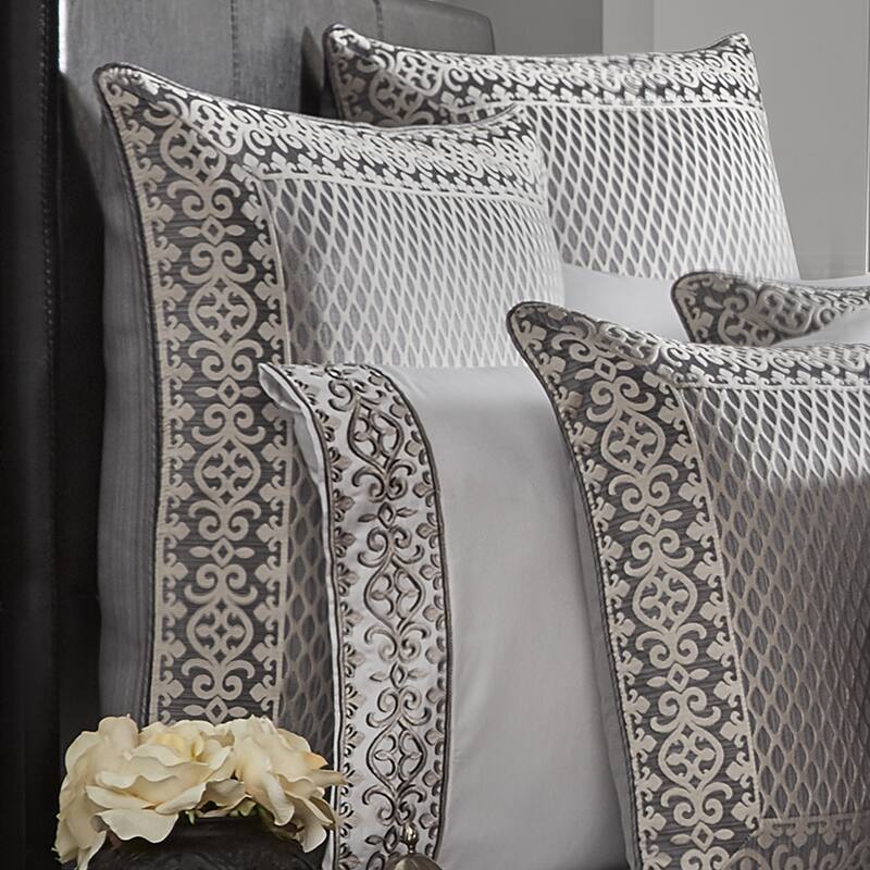 Five Queens Court Houston Euro Sham - Charcoal - Euro Square