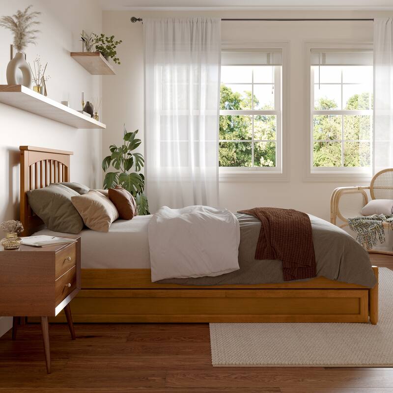 Everett Platform Bed with Panel Footboard and Twin XL Trundle