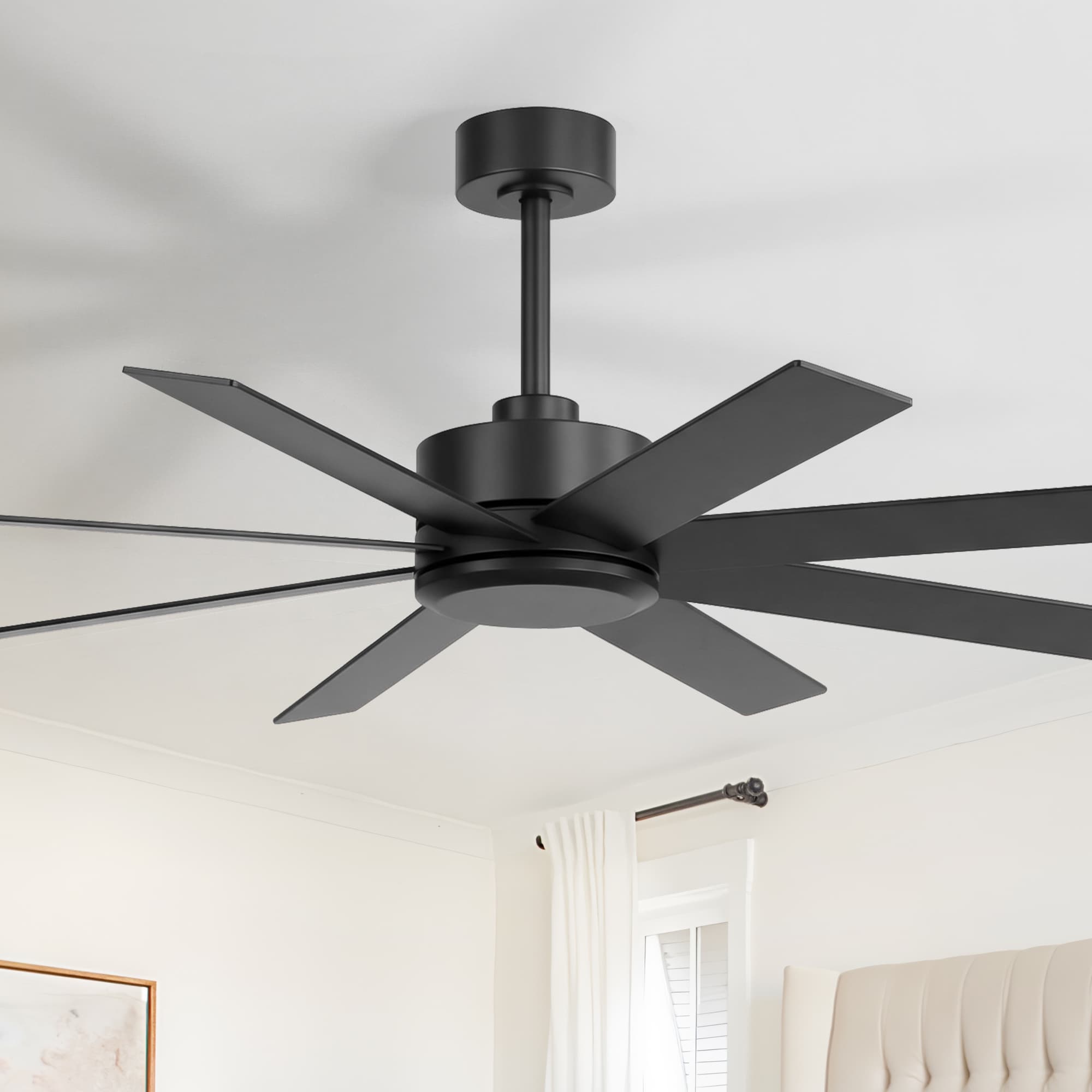 52-inch Reversible 8-Blade Ceiling Fan,No Light with Remote Control