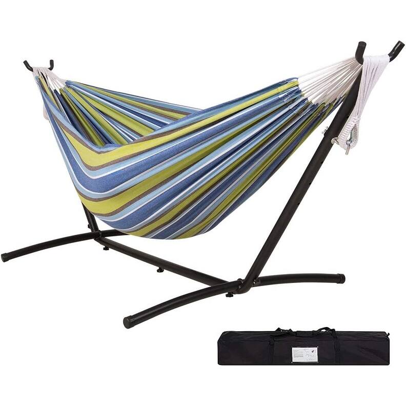 Double Cotton Hammock with Space Saving Steel Stand