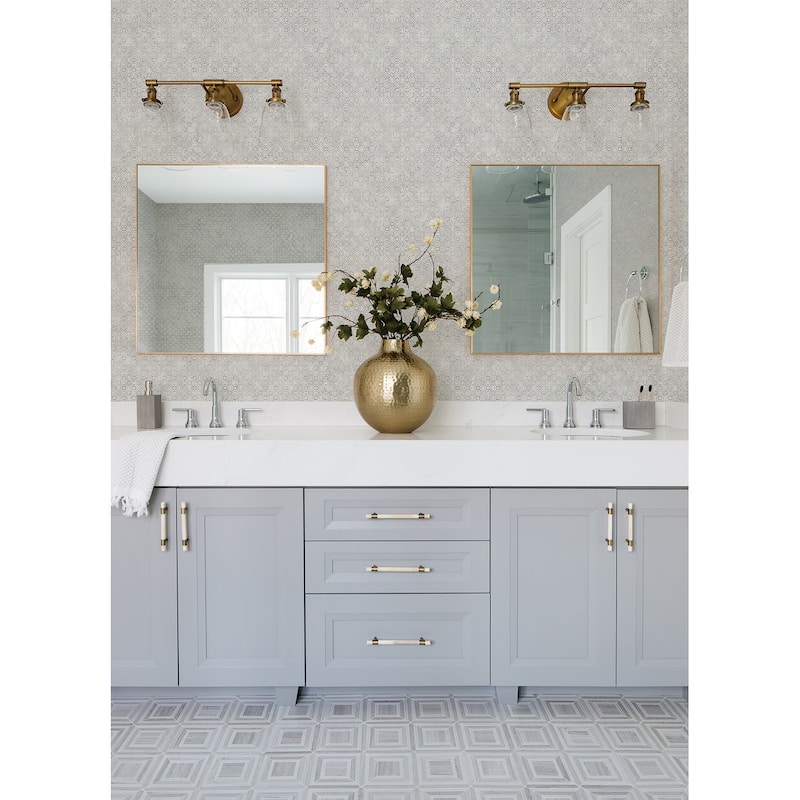 A-Street Prints Khauta Sterling Floral Geometric Wallpaper