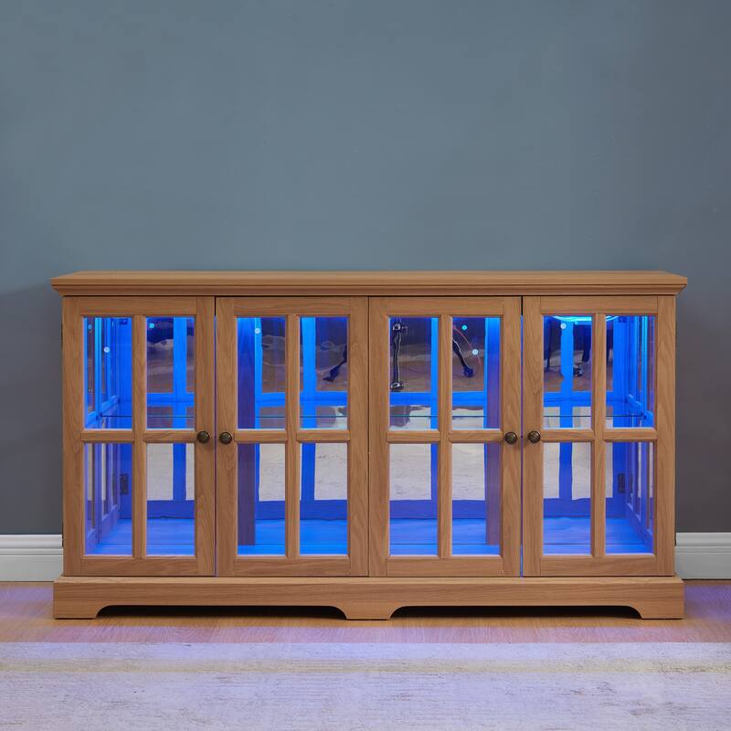 LED Curio Display Cabinet Antique Display Cabinet with Glass Doors
