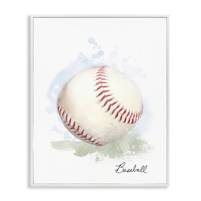 Stupell Soft Pastel Baseball Framed Giclee Art Design By Matthew Piotrowicz - 16 x 20 - White