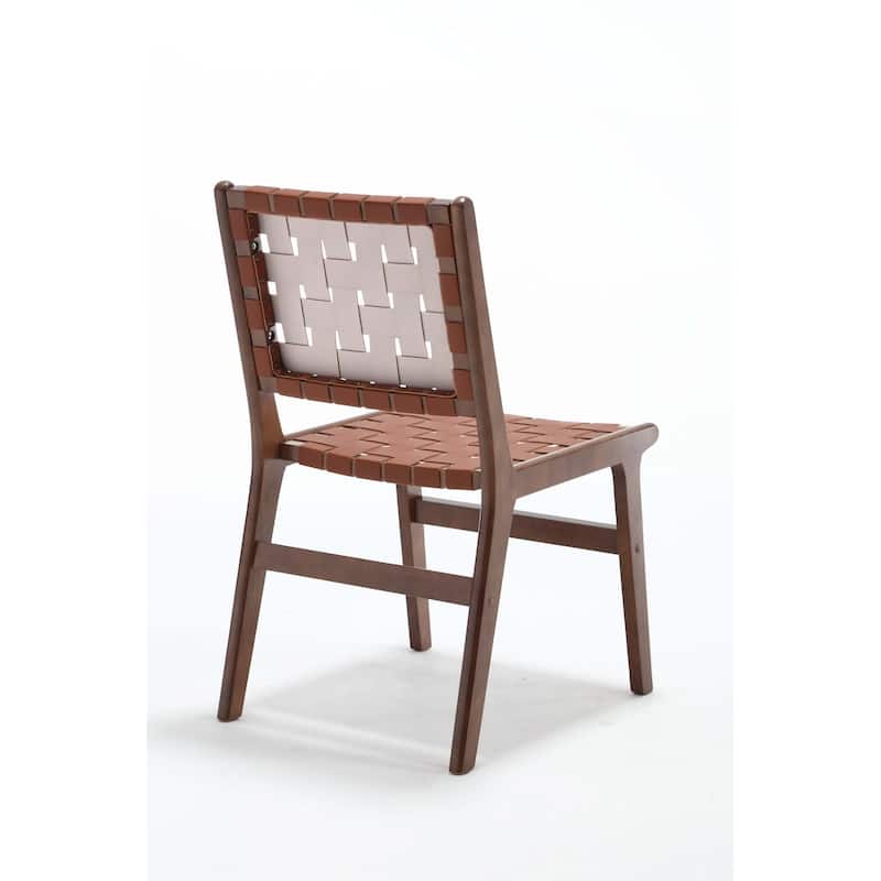 Saddle Leather Woven Dining Chair
