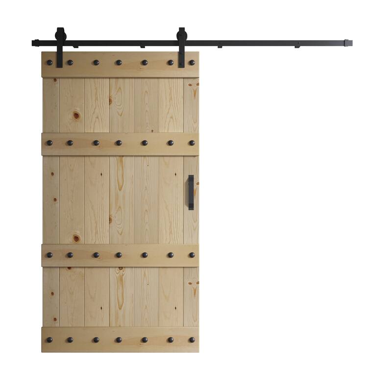 Coast Sequoia 42in x 84in Castle Series Pine Wood Sliding Barn Door With Hardware Kit