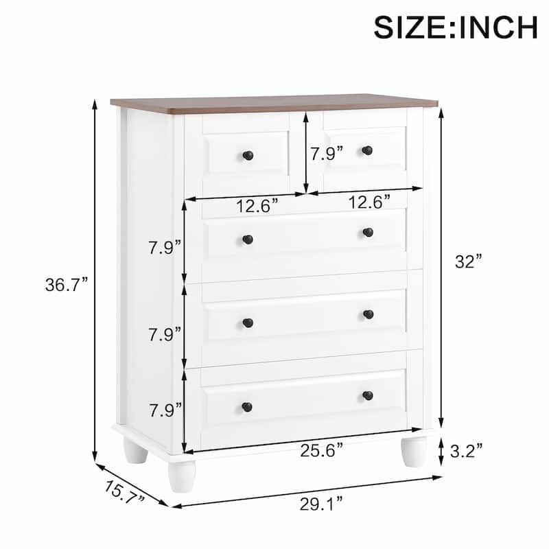 White 5-Drawer Dresser, Tall Chest of Drawers with Deep Storage Space