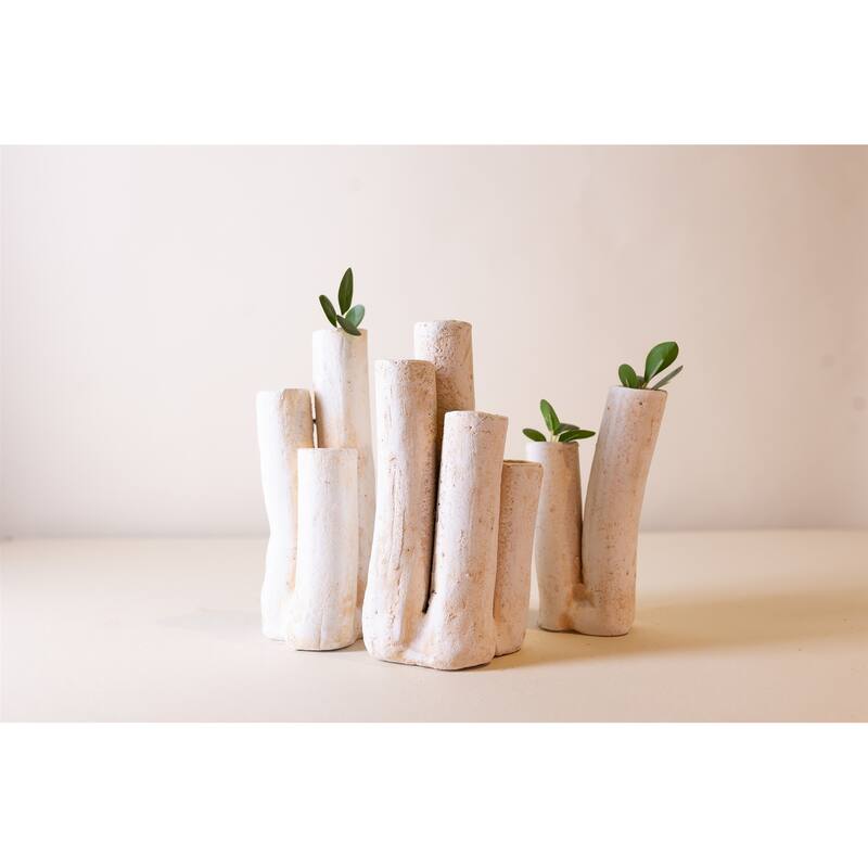 Med Coral Planter White Ivory 4"X4"x6"- ST - White Ivory - White Ivory