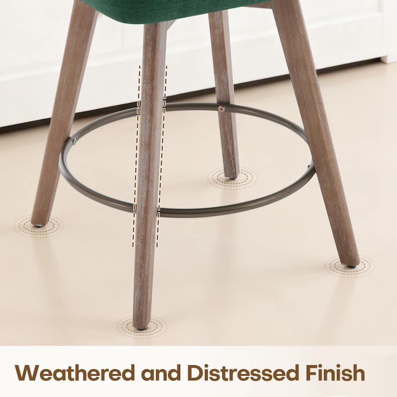 26" Upholstered Counter Height Swivel Bar Stool, Counter Stools with Solid Wood Legs - 39.37"H x 22.44"D x 21.65"W