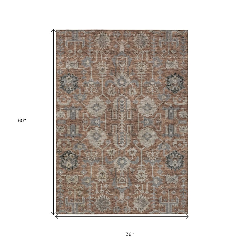 HomeRoots Oriental Traditional Rectangle Outdoor Rug
