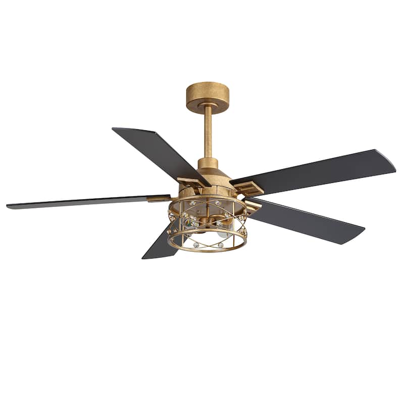 52-inch Reversible 5-Blade Caged Ceiling Fan with Remote and Light Kit