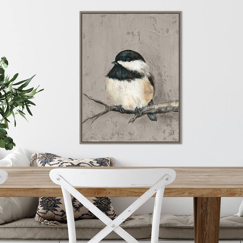 Winter Bird IV by Jade Reynolds Canvas Art Framed - Sylvie Greywash
