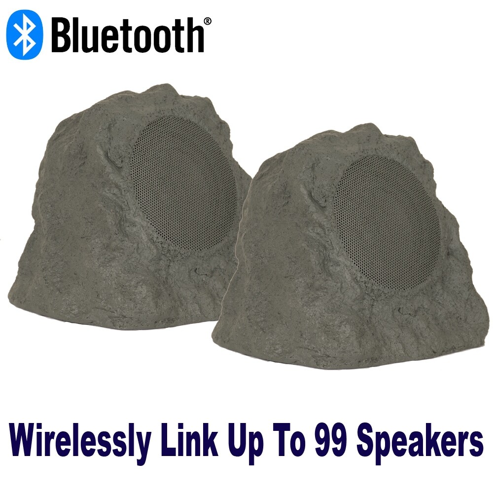 Shop Theater Solutions Wireless 120w Rechargeable Bluetooth Rock Speaker Pair Grey Overstock 28532114