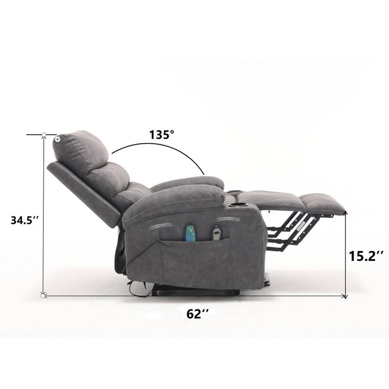 Large Size Electric Power Lift Recliner Chair Sofa with 8 Point Vibration Massage and Lumber Heat
