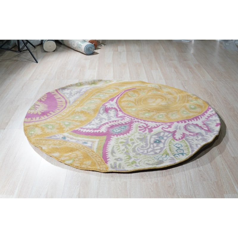 Hand-tufted Wool Orange Transitional Floral Paisley Rug