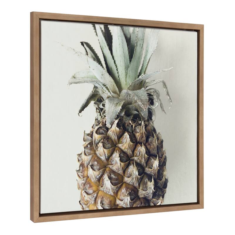 Kate and Laurel Sylvie Solo Pineapple Framed Canvas by F2 Images - 22x22 - Gold
