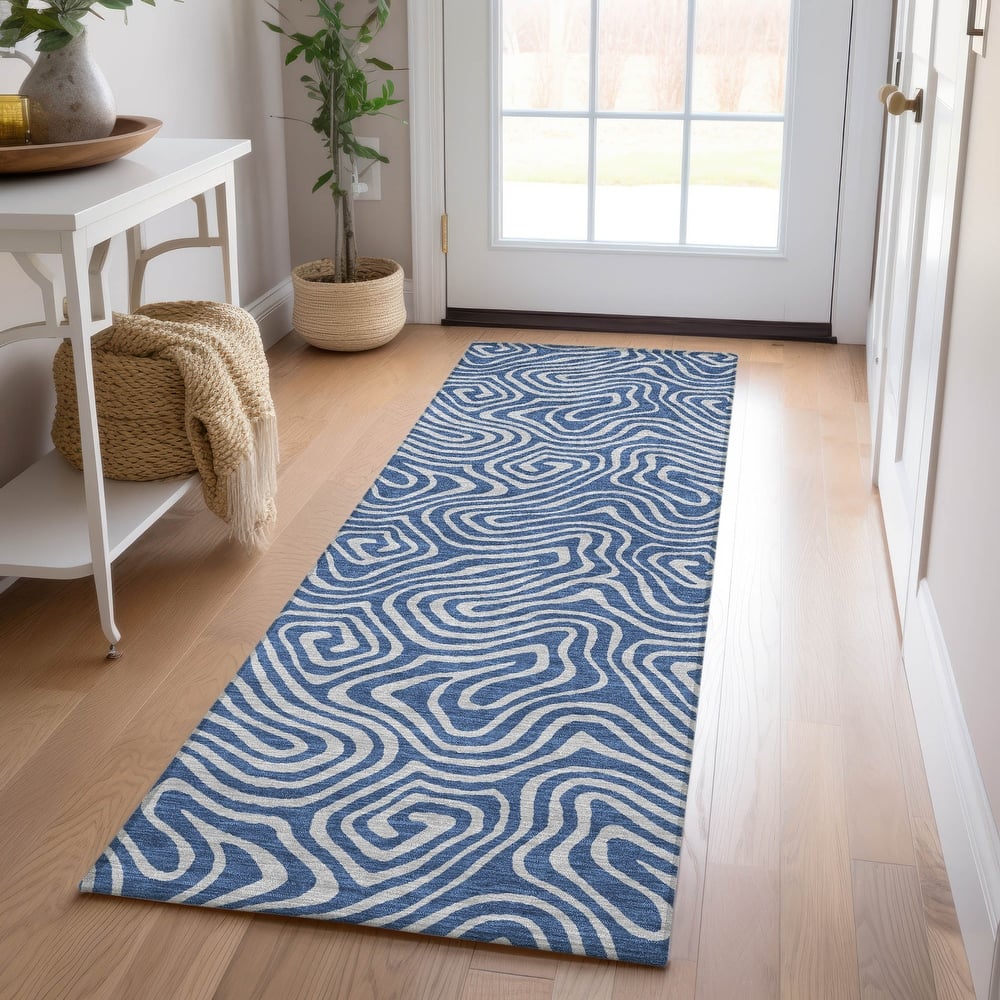 Machine Washable Indoor/ Outdoor Modern Trance Chantille Rug