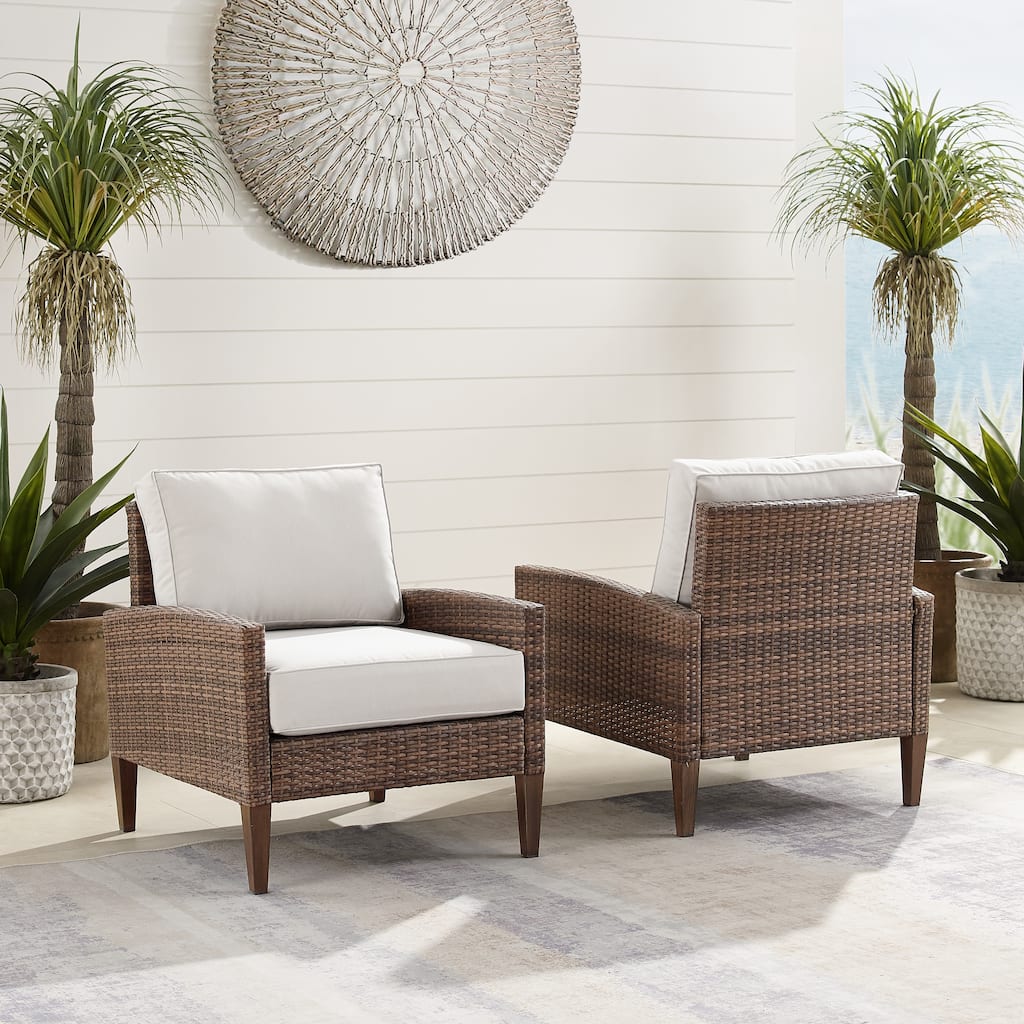 Crosley Capella 2Pc Outdoor Wicker Chair Set - 29.5"x28.25"x33"