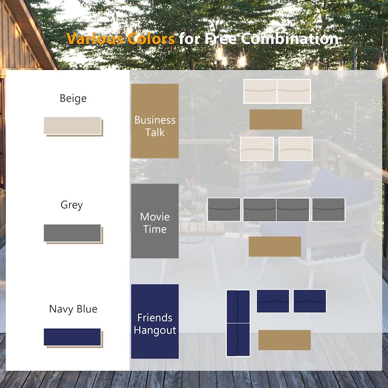 Outdoor Patio Conversation Set with Wood Table (4 Pieces)