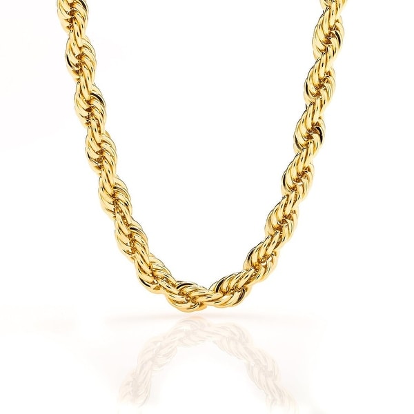 Gold chain necklace 7MM Rope Stunning Thick 24K Necklace for Men/Women, Tarnish-Resistant, Solid Gold Look