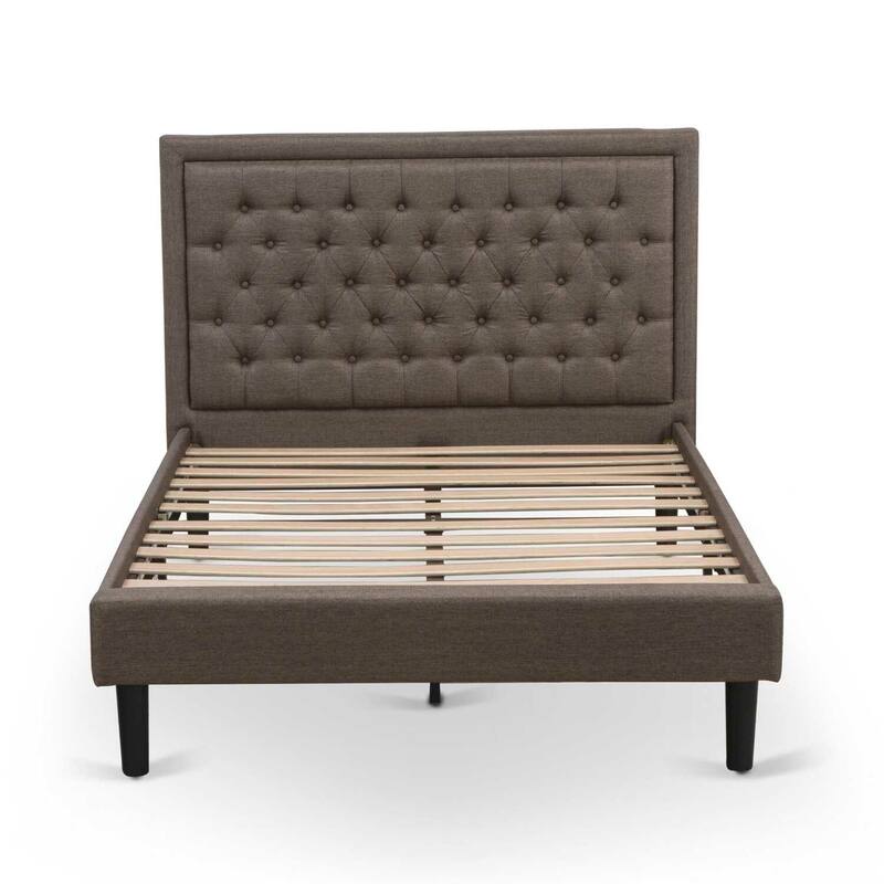 Full Bed Frame Upholstered Linen Headboard - Modern Bedroom Furniture with Black Legs