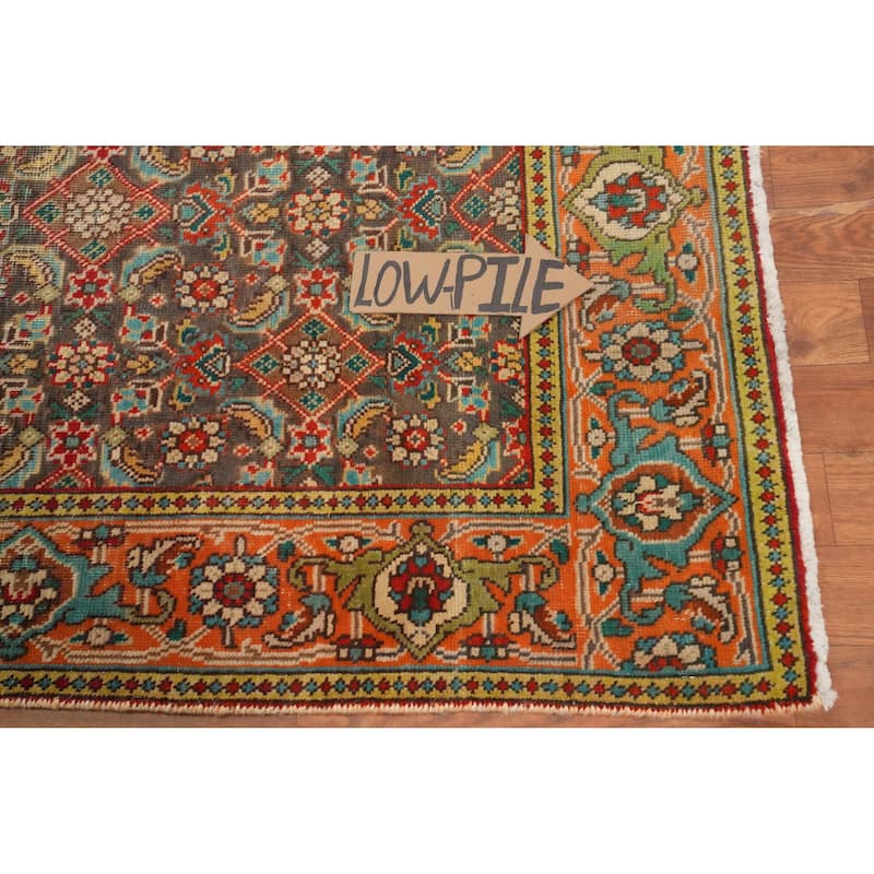 Hand Knotted Oriental 100% Wool Carpet Traditional Floral Greys & Charcoal Tabriz Area Rug - 4' 9'' X 3' 2''