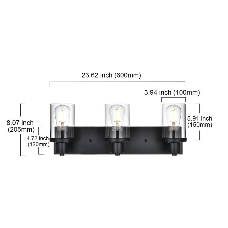 3 Light Bathroom Vanity Lighting with Clear Glass Shade