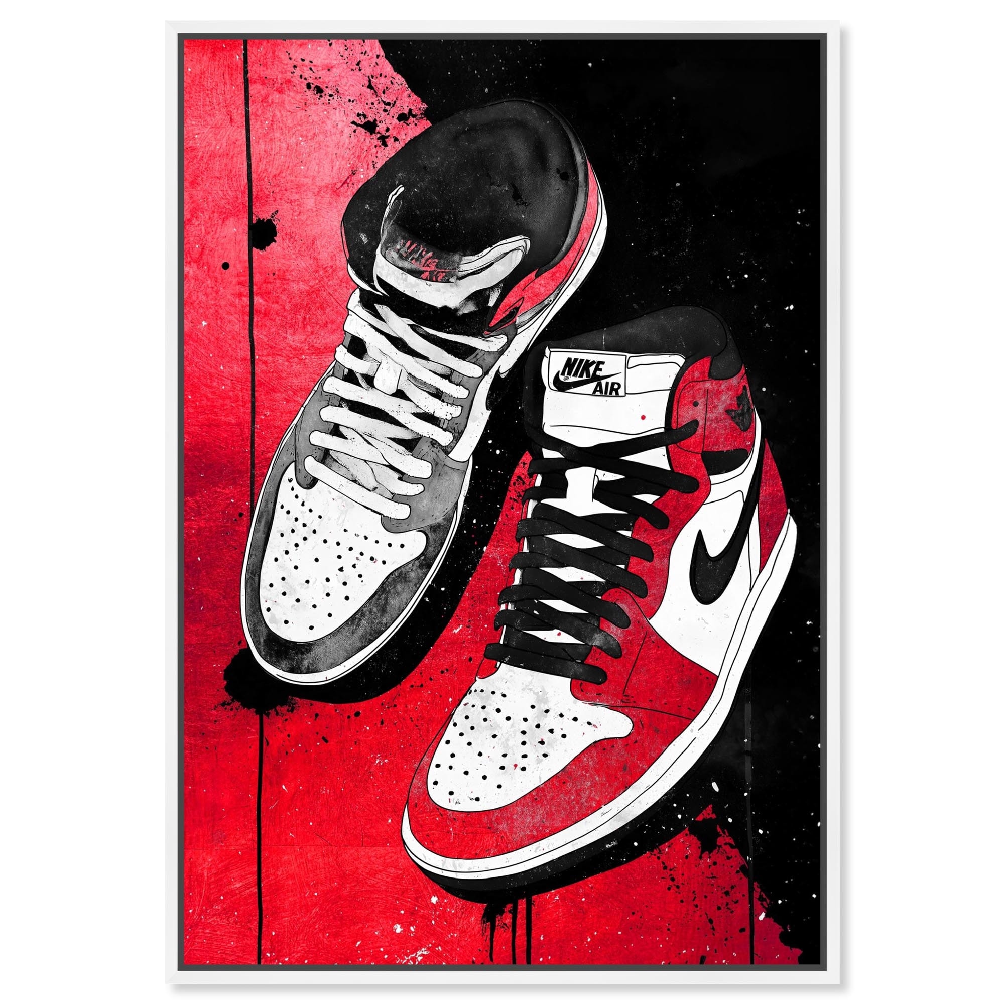 Sneakers on Red and Black Sneaker Wall Art Canvas Print by Art Remedy
