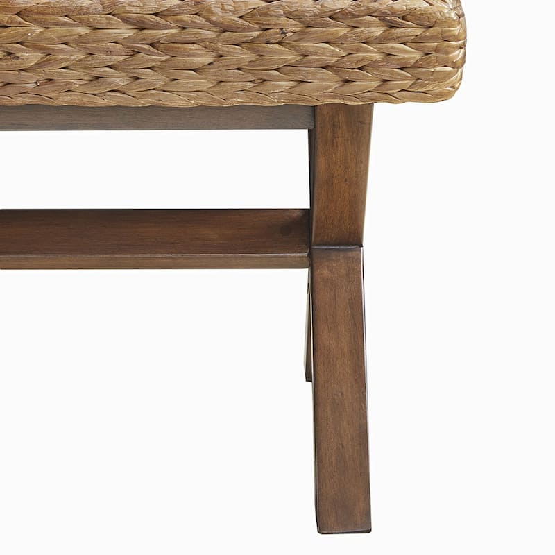 Country Bench with Wood legs Brown