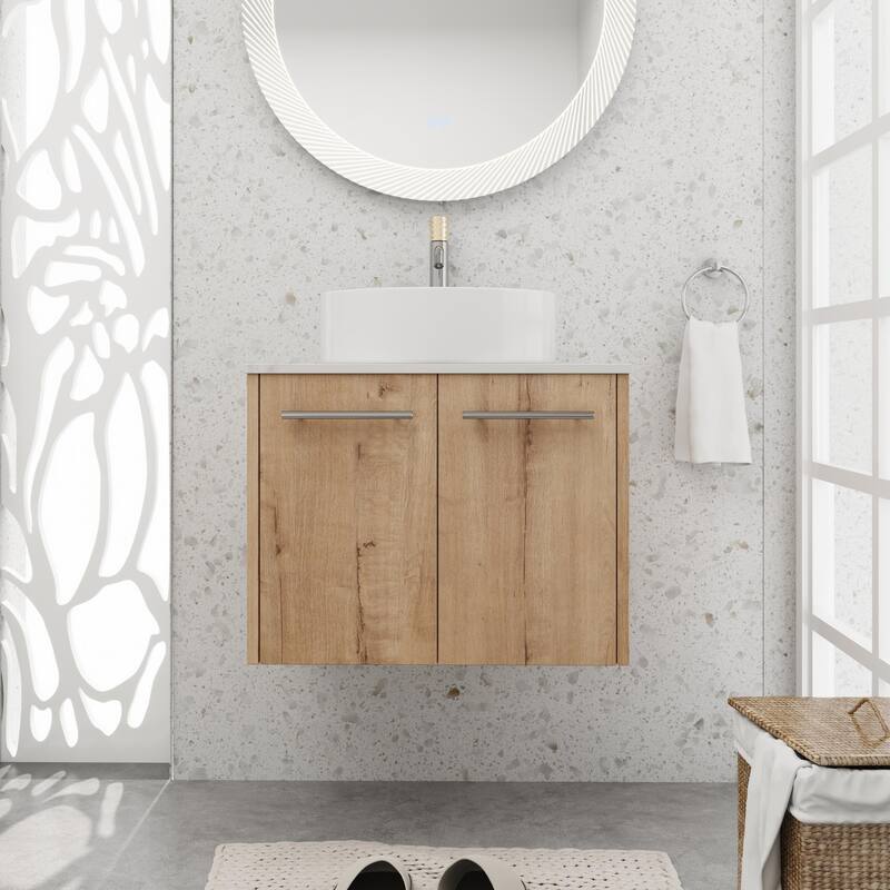 BNK 24"/30" Single Sink Bathroom Vanity with Soft Close Door, Modern Floating Vanity - 23.6''W×18.9''D - IMO with sink-400
