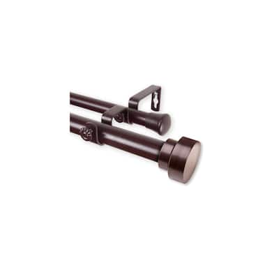 1" Double Curtain Rod - Adjustable Rustic Home Decor - 160 to 240 Inch Mahogany Finish - M