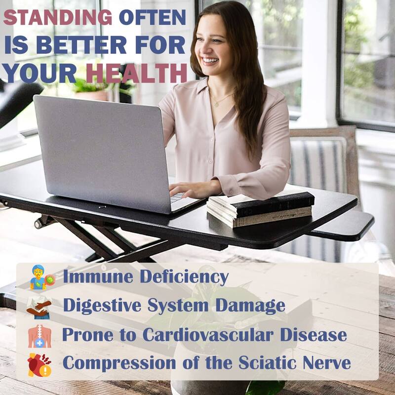 Ergonomic Adjustable Standing Desk Converter with Spacious Desktop and Smooth Height Lift for Home Office Use