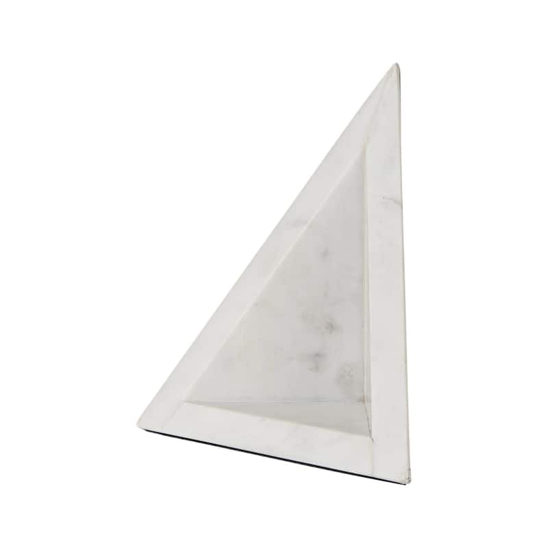 HomeRoots Set of Two White Marble Triangle Decorative Bookends - 7" H x 6" W x 8" D