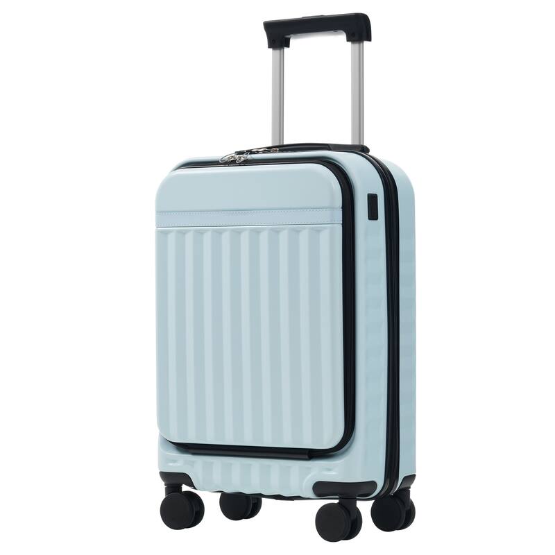 3-Piece Modern Front-Opening Luggage Expandable Luggage with USB Port and TSA Lock, for Boarding Travel, Light Blue
