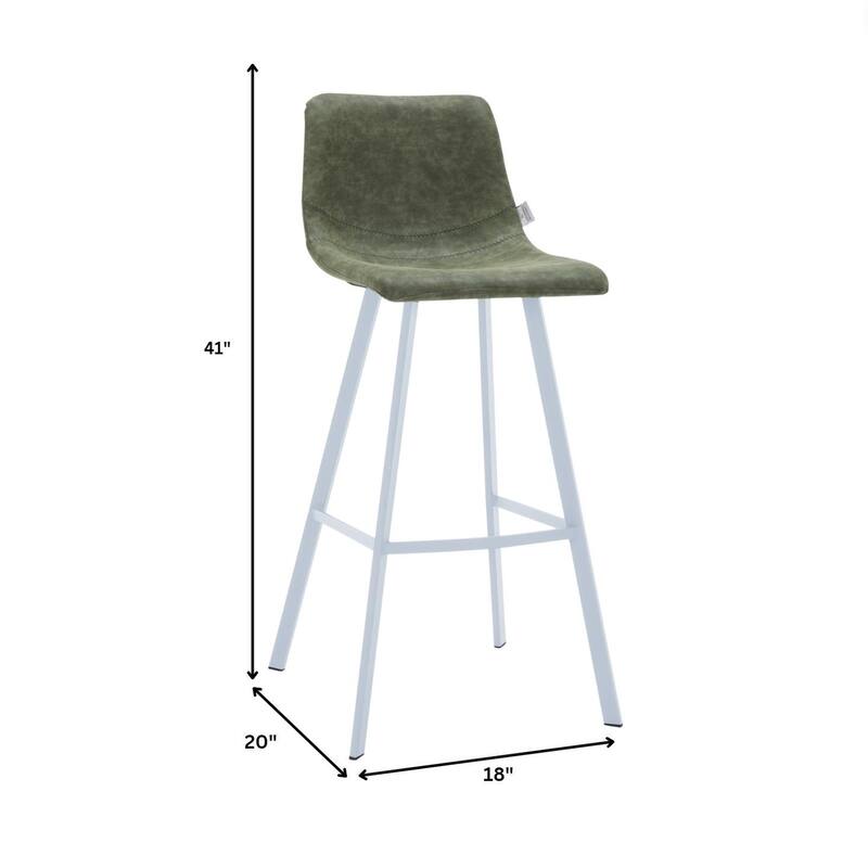 Leather 41" Counter Height Bar Stool with Stainless Steel Legs and Footrest