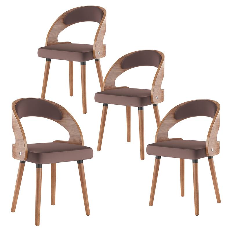 Wood Dining Chairs, Set of 2 Modern Upholstered Dining Chairs with Curved Backrest for Kitchen, Dining Room, Living Room