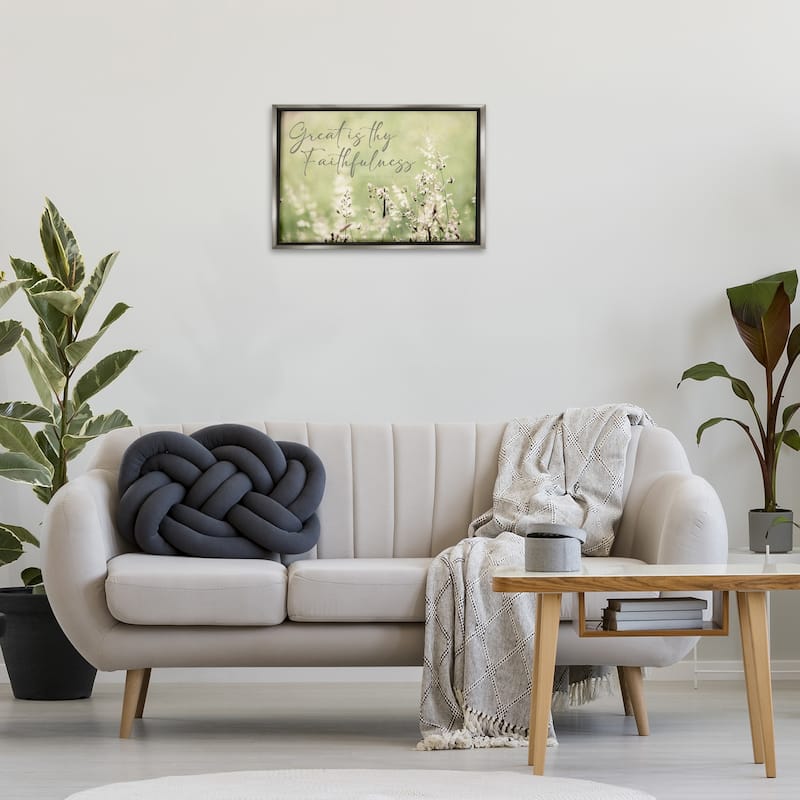 Stupell Spiritual Faithfulness with Florals Framed Floater Canvas Wall Art Design By Erin Marie