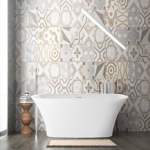 Mokleba 67-Inch Freestanding Tub White Acrylic Soaking Bathtub with cUPC Certified