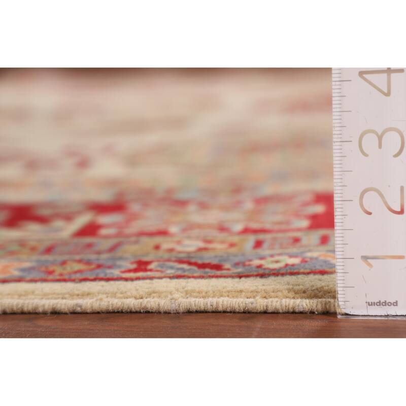 Oriental / Geometric Kazak Area Rug Hand-Knotted Wool Carpet - 6'6" x 9'8"