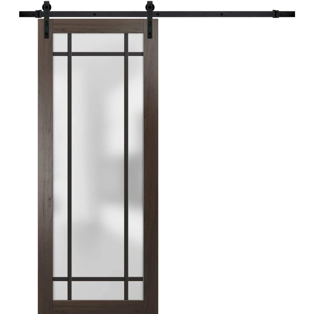 SartoDoors Planum 2112 | Bedroom Door Barn Door | Solid Wood | Hardware Set | 18x80, Chocolate Ash Bathroom Door Pantry Door